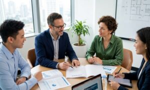 equipo directivo firmando contrato de management buyout en españa