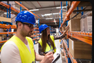 Equipo evaluando inventario durante un proceso de traspaso de negocio en España en el sector logístico.